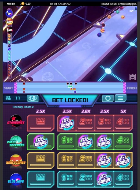 Aquí se ve una captura de pantalla del juego en vivo Marble Knockout de KingMidas.