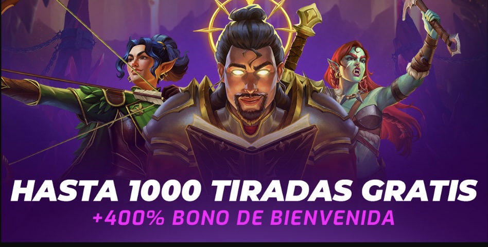 Nuevo bono de bienvenida con 1000 tiradas gratis y hasta un 400% de beneficio.