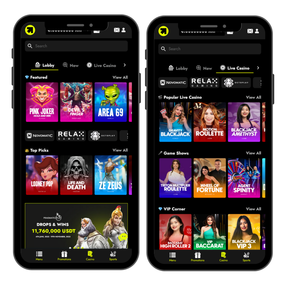telbet mobile casino screenshot