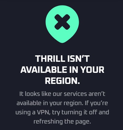 Fehlermeldung bei Zugriff auf das Thrill Casino von Deutschland aus