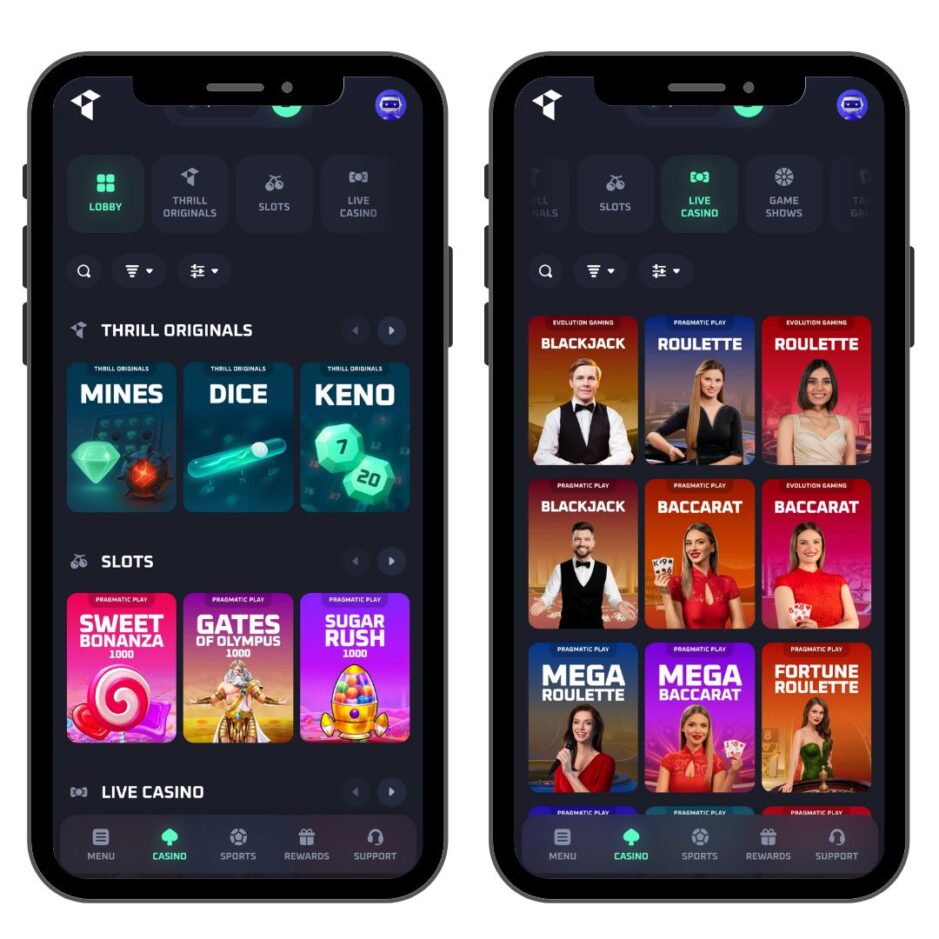 Die mobile Version von Thrill ist ebenso nutzerfreundlich wie die Desktop-Variante.