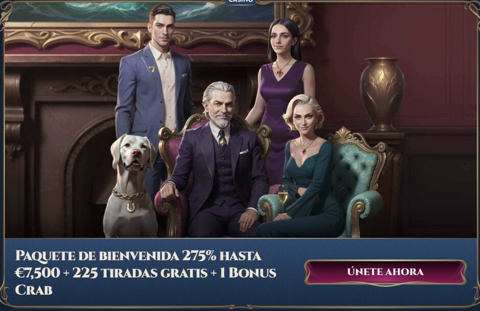 Paquete de bienvenida hasta 7500€ + 225 giros y 1 bonus crab