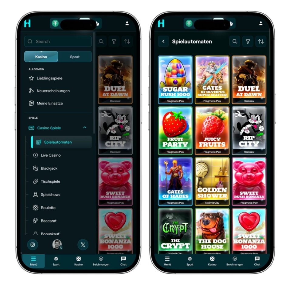 Screenshot des mobilen Housebets Casinos