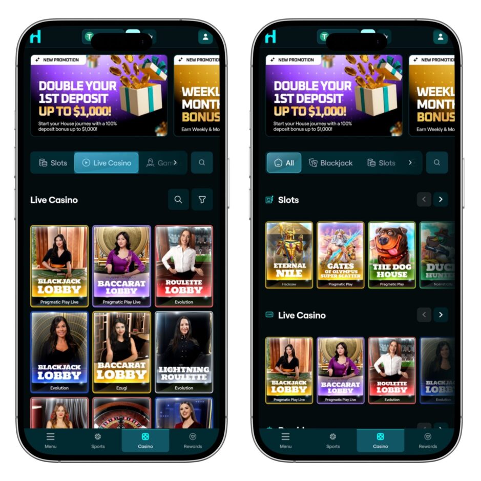 Housebets mobile casino screenshot