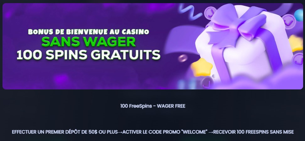 Les nouveaux joueurs reçoivent 100 tours gratuits sans conditions de mise chez Jackbit.