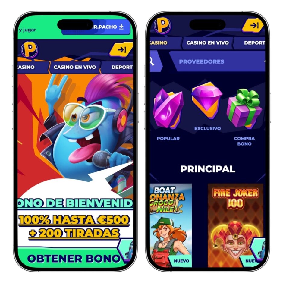 Así se ve la opción móvil del casino