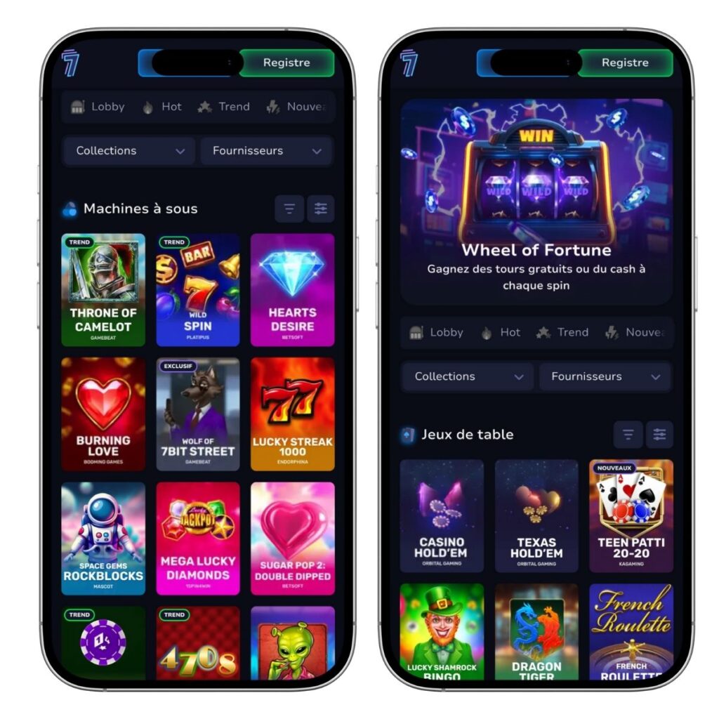 Le site web mobile de 7Bit est moderne et clairement structuré.