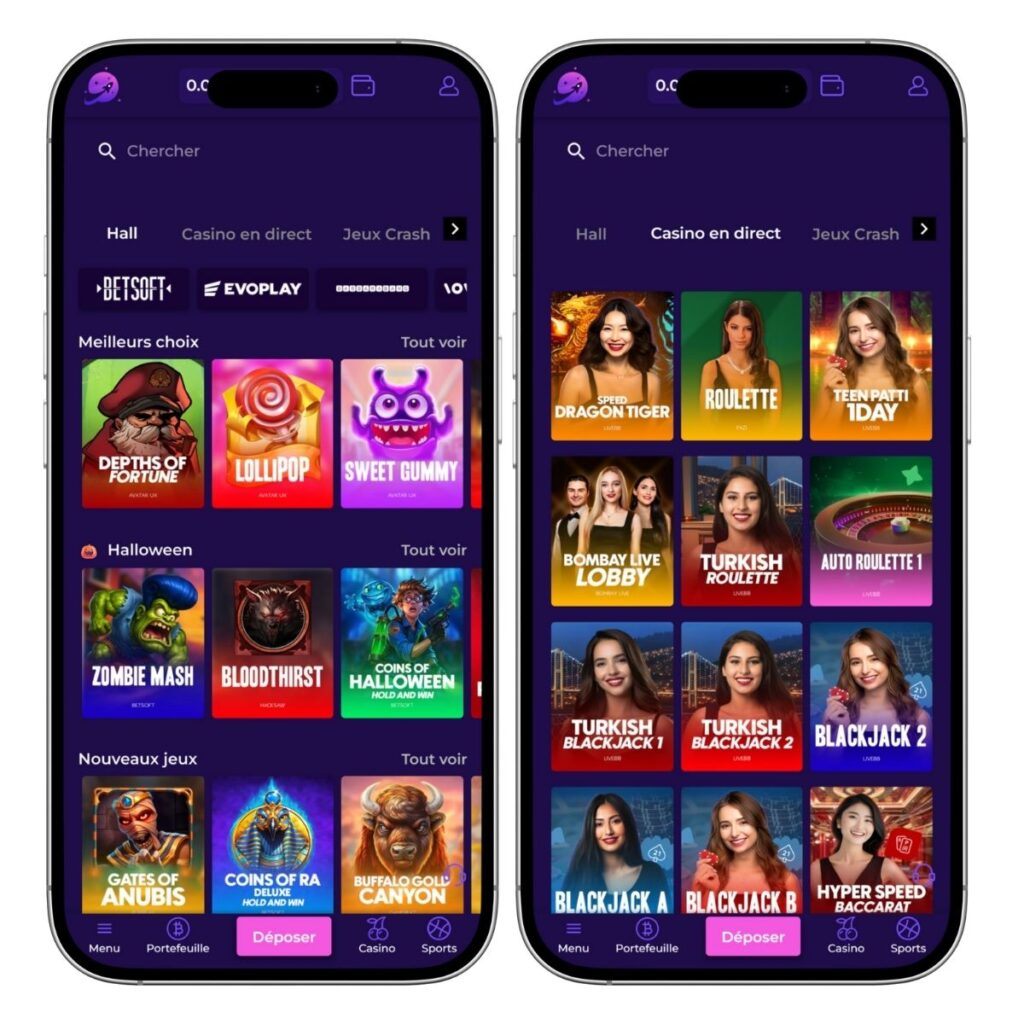 Le casino Crashino dans une version mobile pratique