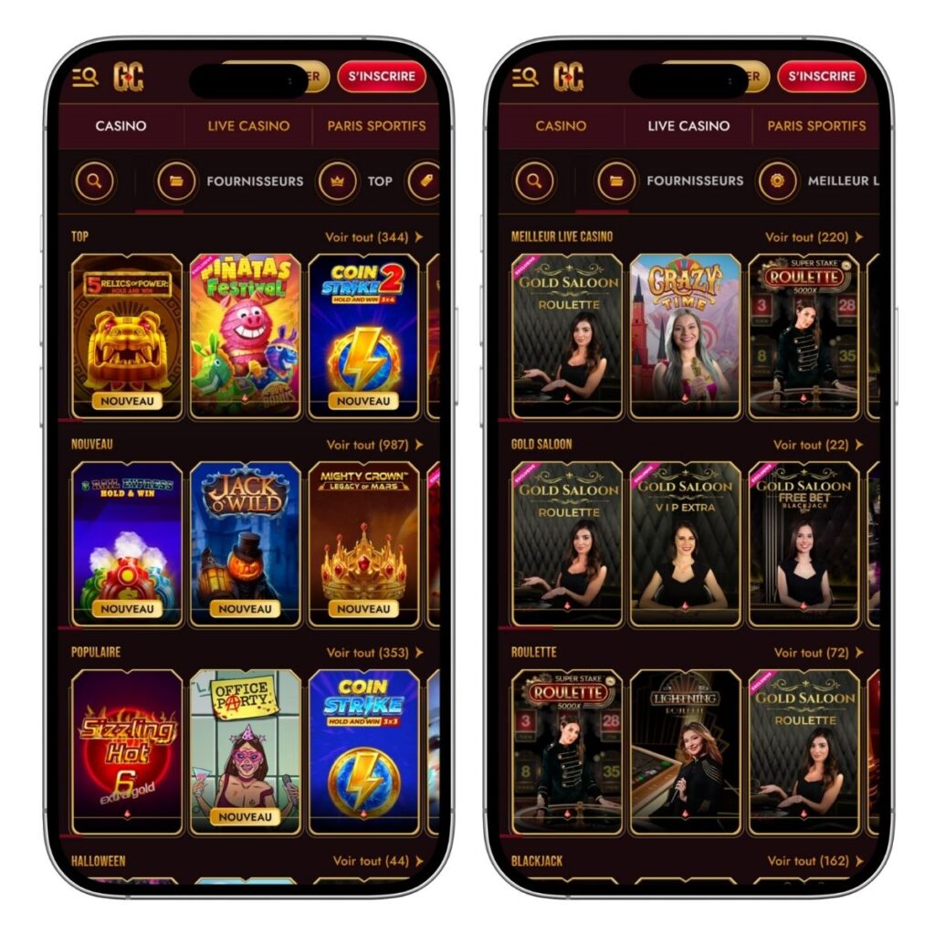 La version mobile du casino GrandClub est clairement conçue et facile à utiliser.