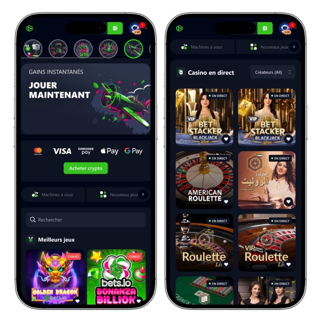 L'application web de Bets.io