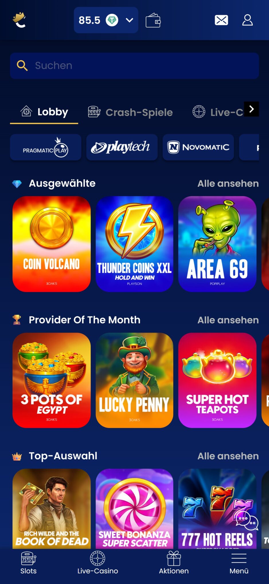 Screenshot der Coinkings Homepage