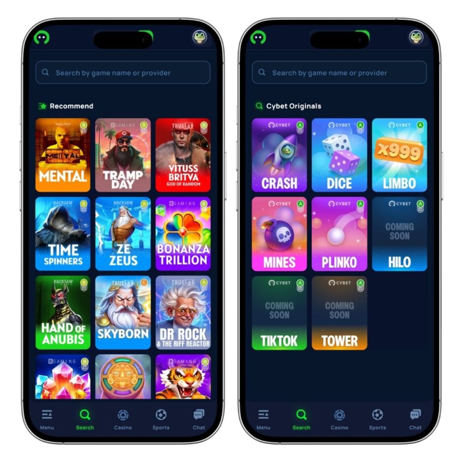 Cybet mobile casino screenshot