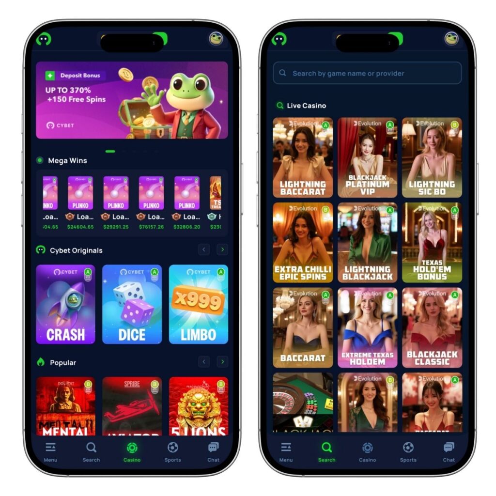 La version mobile de Cybet nous convainc par son design clair et simple.
