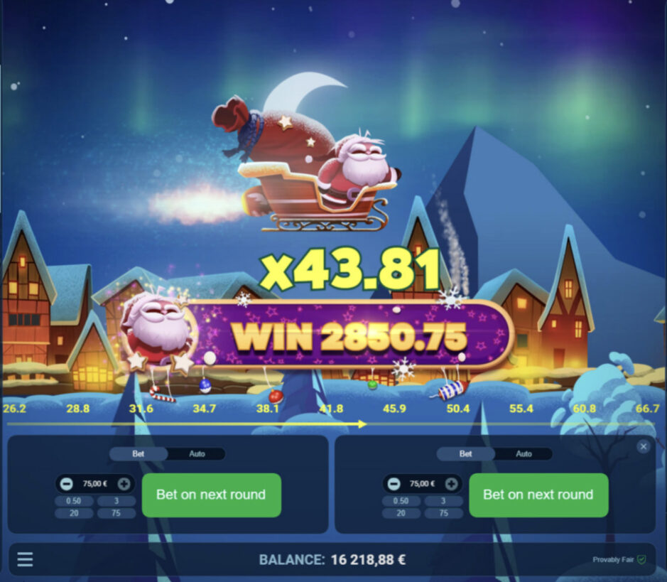 Multiplicador y premio de Christmas Crash de Evoplay