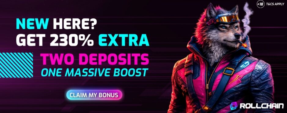 Screenshot des neuen Willkommensbonus von Rollchain.io