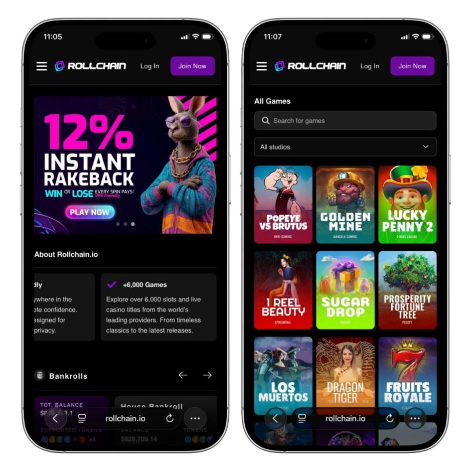 Diferentes tipos de temáticas en tragamonedas en Rollchain casino