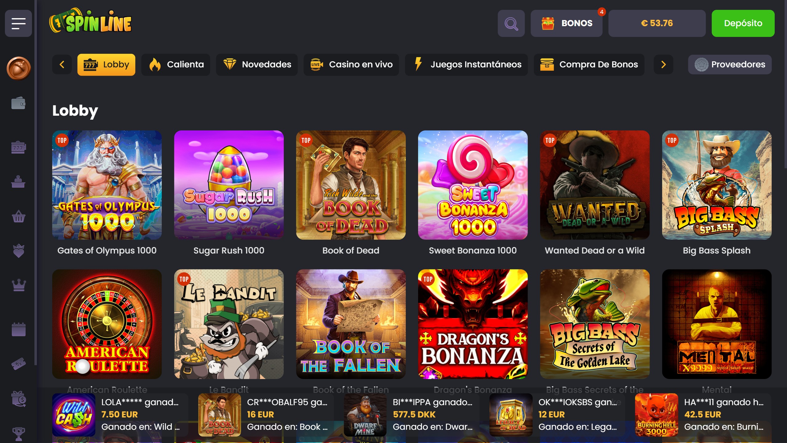 Reseña Spinline Casino 2026 screenshot