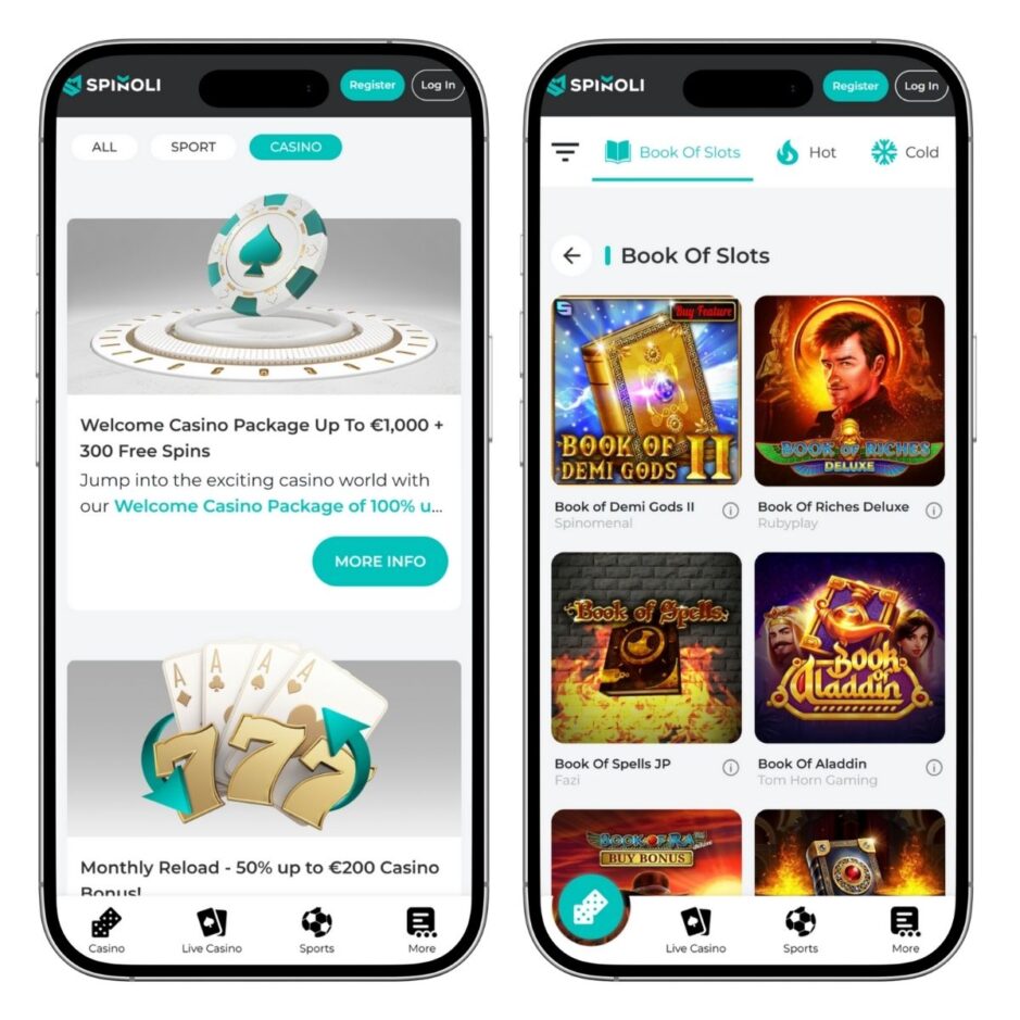 spinoli mobile casino screenshot