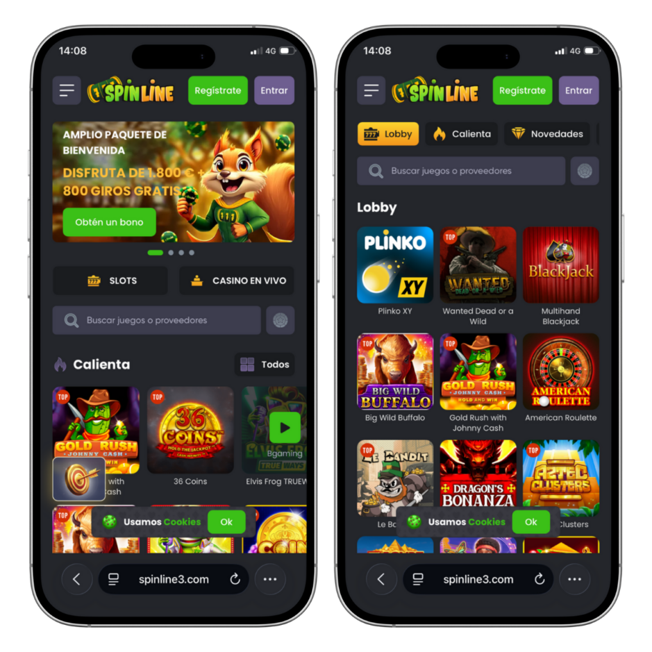 Versión de Spinline casino optimizada para móvil