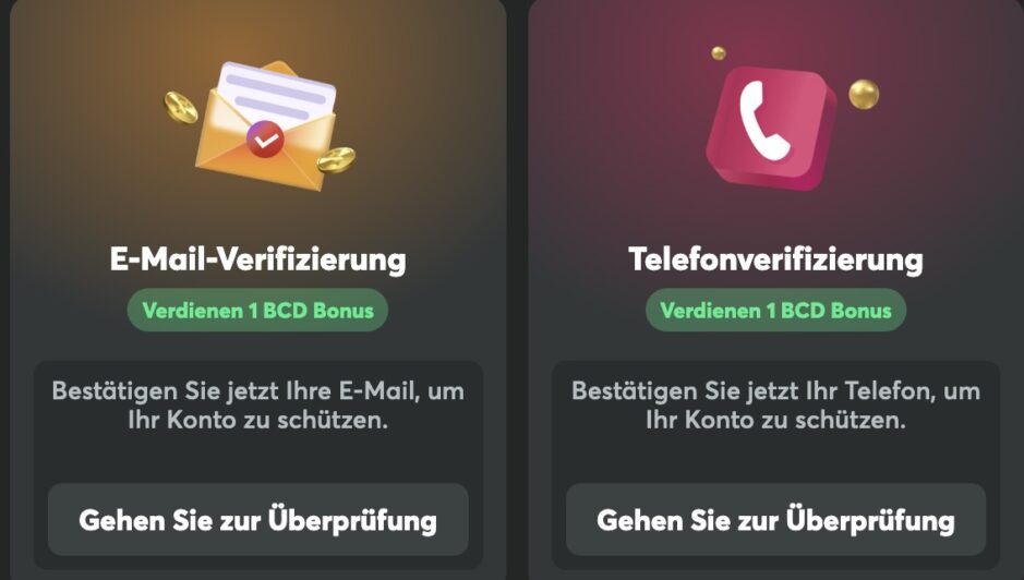 Das Bild zeigt verschiedene Aufgaben im Quest Hub von BC.Games Schweiz