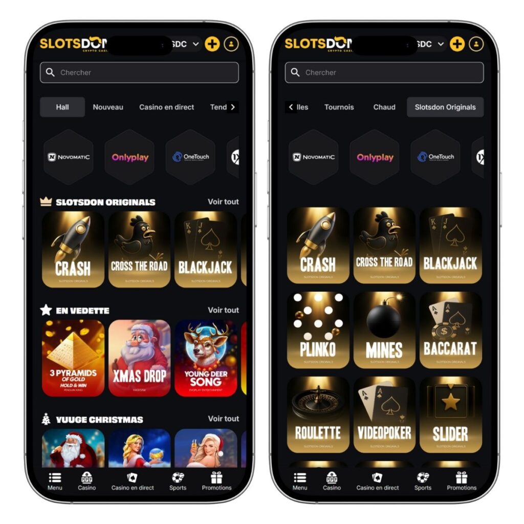 La version mobile du dacino Slotsdon