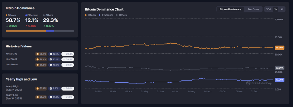 Bitcoin Dominanz Anfang Januar 2026