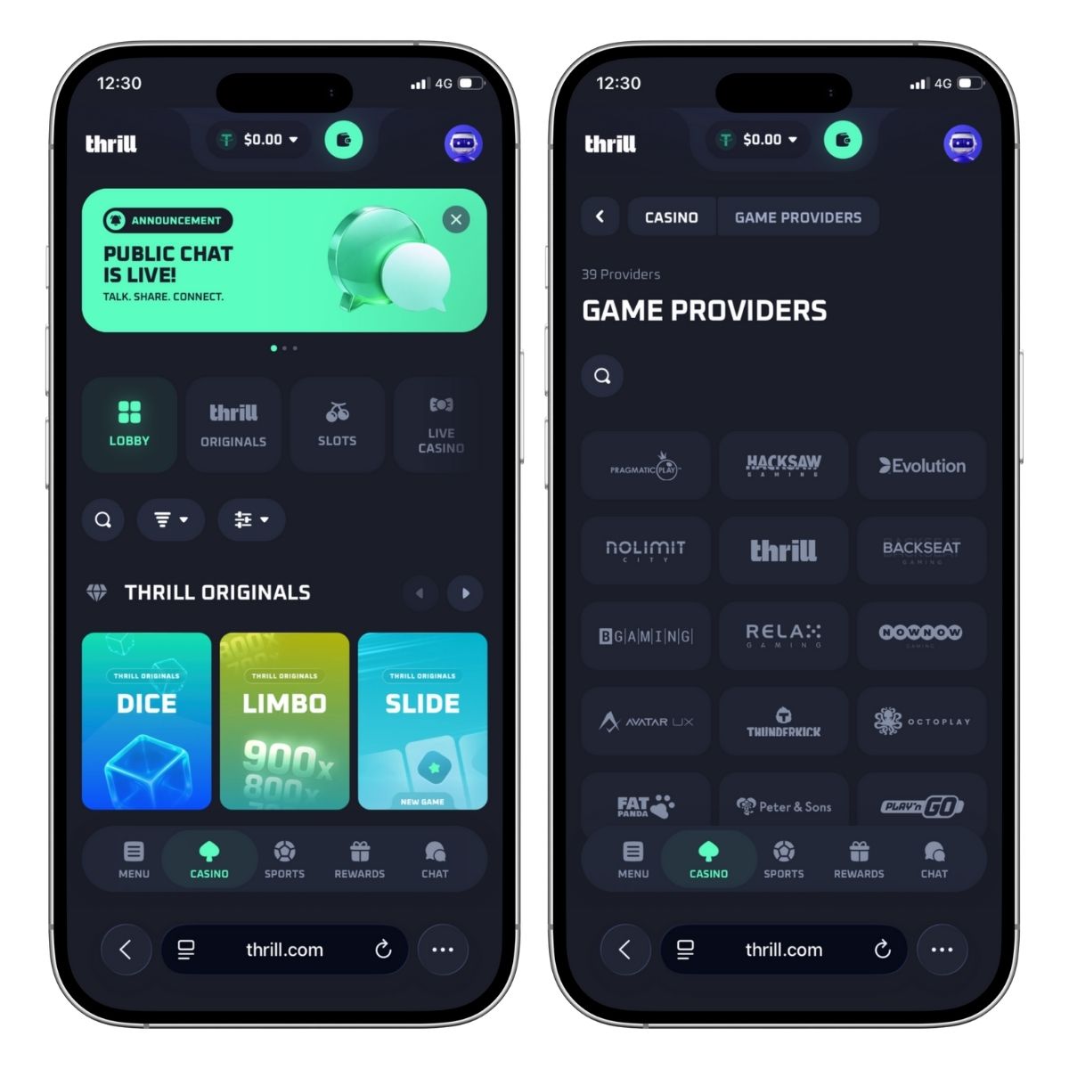 Slots, juegos originales de Thrill y una gran experiencia en vivo con el casino Thrill