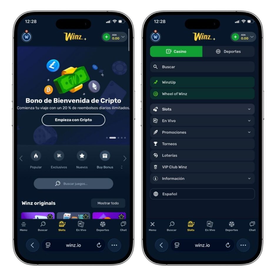 Winz Casino con selección amplia de juegos populares para una sesión de entretenimiento.