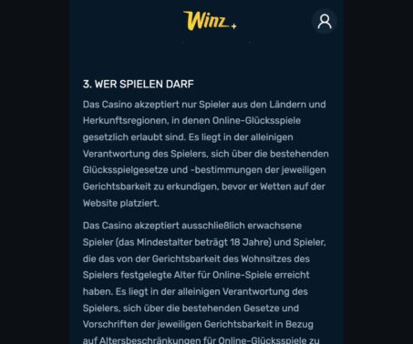 Das Bild zeigt, welche Länder aktuell bei Winz.io spielen dürfen