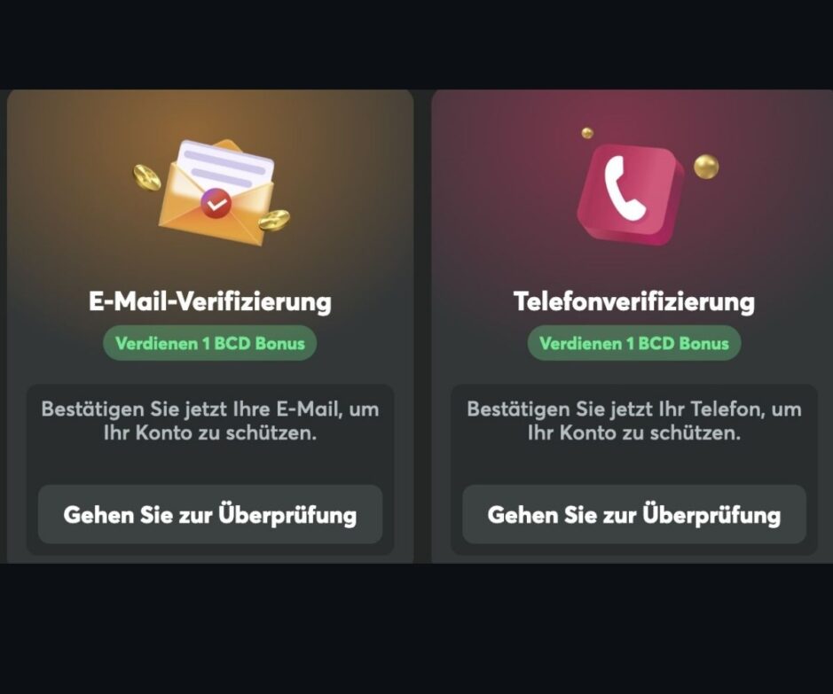 Das Bild zeigt verschiedene Aufgaben im Quest Hub von BC.Games Schweiz