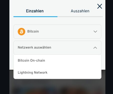 Das Bild zeigt die Einzahlungsmaske bei Cryptorino CH