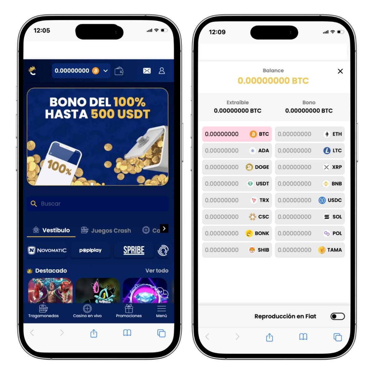 Lobby del casino Coinkings con variedad de juegos para jugar desde donde quieras.