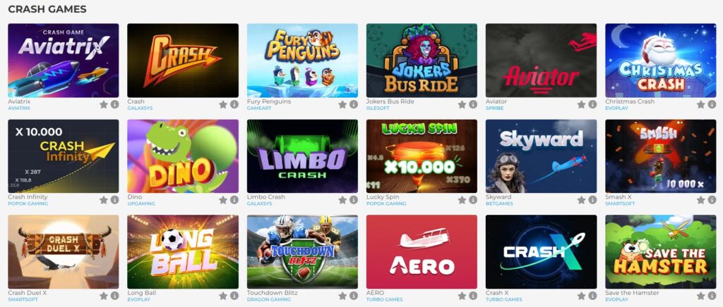 La sélection de jeux crash dans le casino Wolfy est vaste.