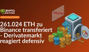 Großer Stapel digitaler Münzen fließt in Servergebäude, abfallendes Liniendiagramm, fast leerer Tresor mit niedrigem Messgerät.