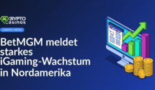 Desktop-Bildschirm mit Online-Shop, aufsteigendem Balkendiagramm und gestapelten goldenen Münzen im Vordergrund.