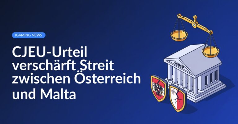 Justizgebäude mit Waage, zerbrochene österreichische und maltesische Wappenschilde gegenübergestellt
