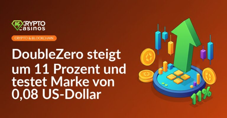 Diagramm mit grünem Aufwärtstrend und DoubleZero-Logo vor grauem Hintergrund