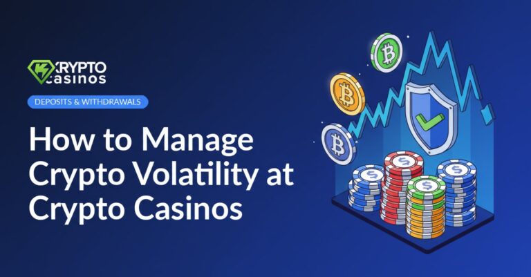 illustration of crypto casino balance volatility with bitcoin coins price chart shield and casino chips