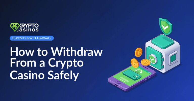 how to withdraw from a crypto casino safely illustration showing secure crypto wallet transfer and safe vault