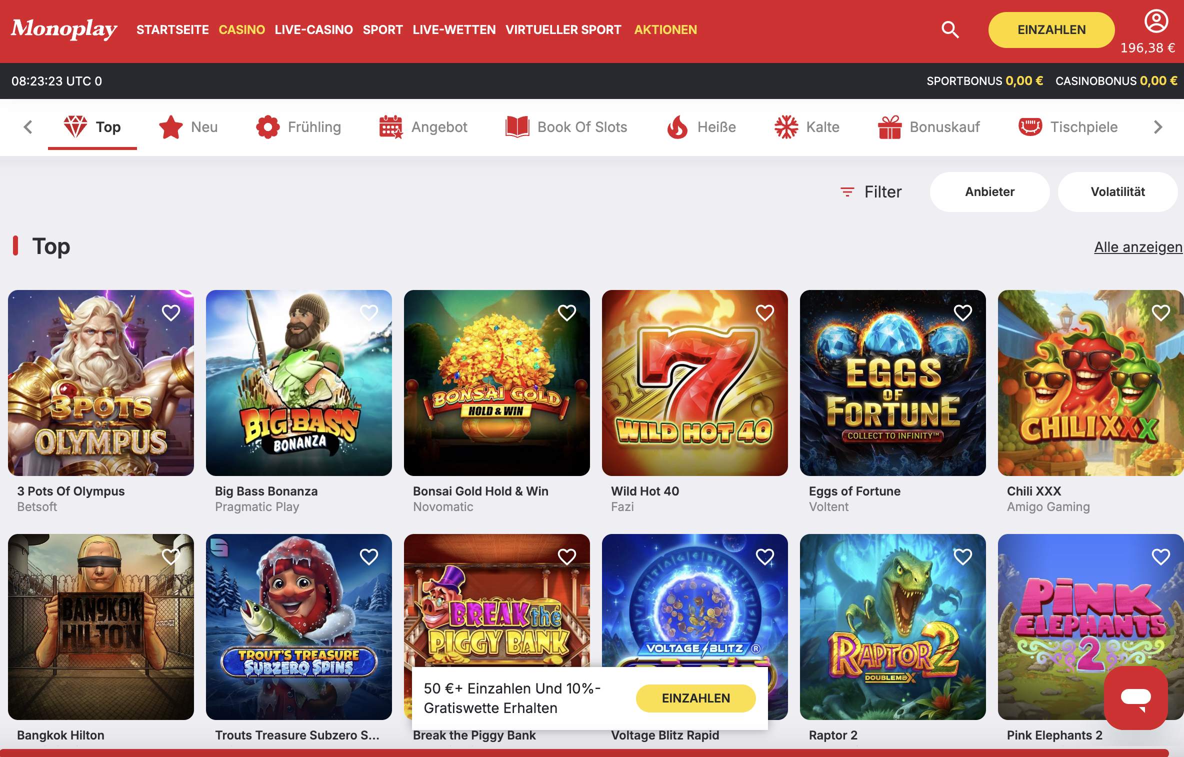 Screenshot vom Monoplay Casino