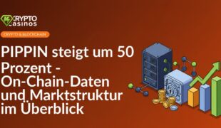 Server-Rack mit leuchtenden Netzwerk-Elementen, verschlossener Tresor mit Münzstapel, aufsteigendes Balkendiagramm mit Pfeil