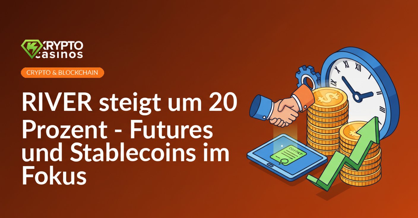 Stapelte Münzen neben aufwärts zeigendem Pfeil, Handschlag über digitalem Vertrags-Tablet, große Uhr im Hintergrund