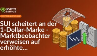 Gestapelte Münzen unter Glaskuppel, Bildschirm mit Zickzack-Linienchart, Riss in Wand blockiert nach oben zeigenden Pfeil.
