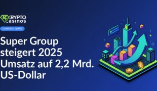 Mehrere Geschäftsleute in einem Besprechungsraum vor einem Bildschirm mit steigenden Umsatzgrafiken im Hintergrund