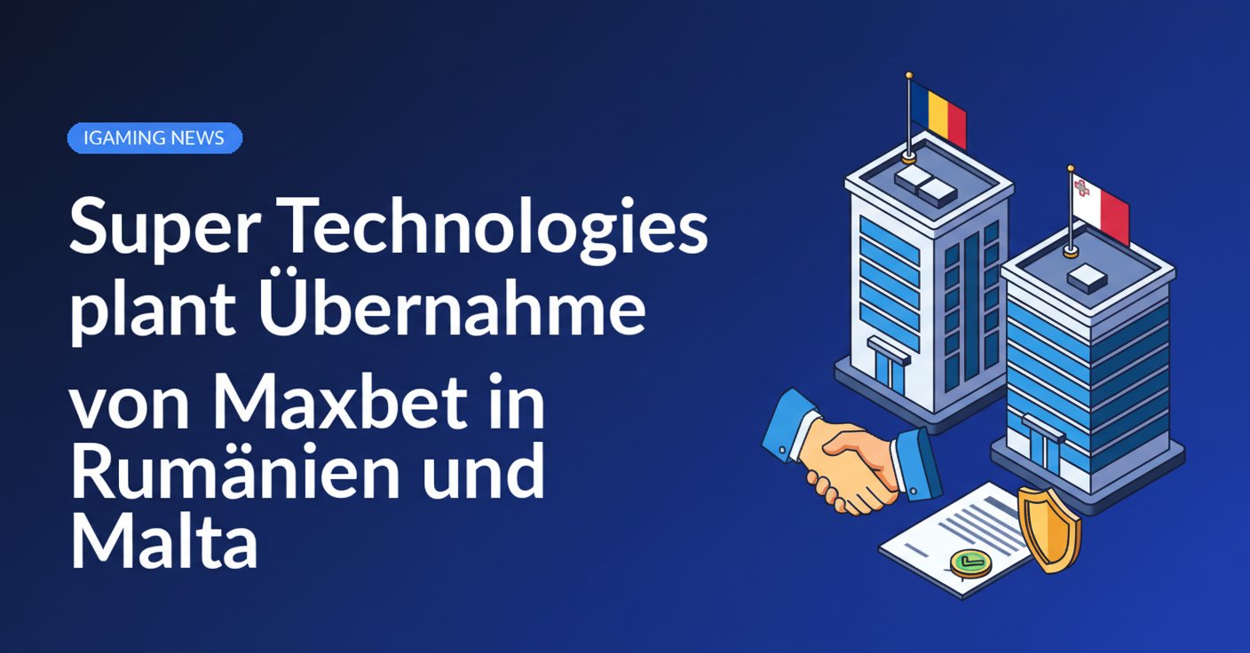 Moderne Bürogebäude mit Rumänien- und Malta-Flaggen, Handschlag-Symbol und genehmigtem Dokument mit Schild.