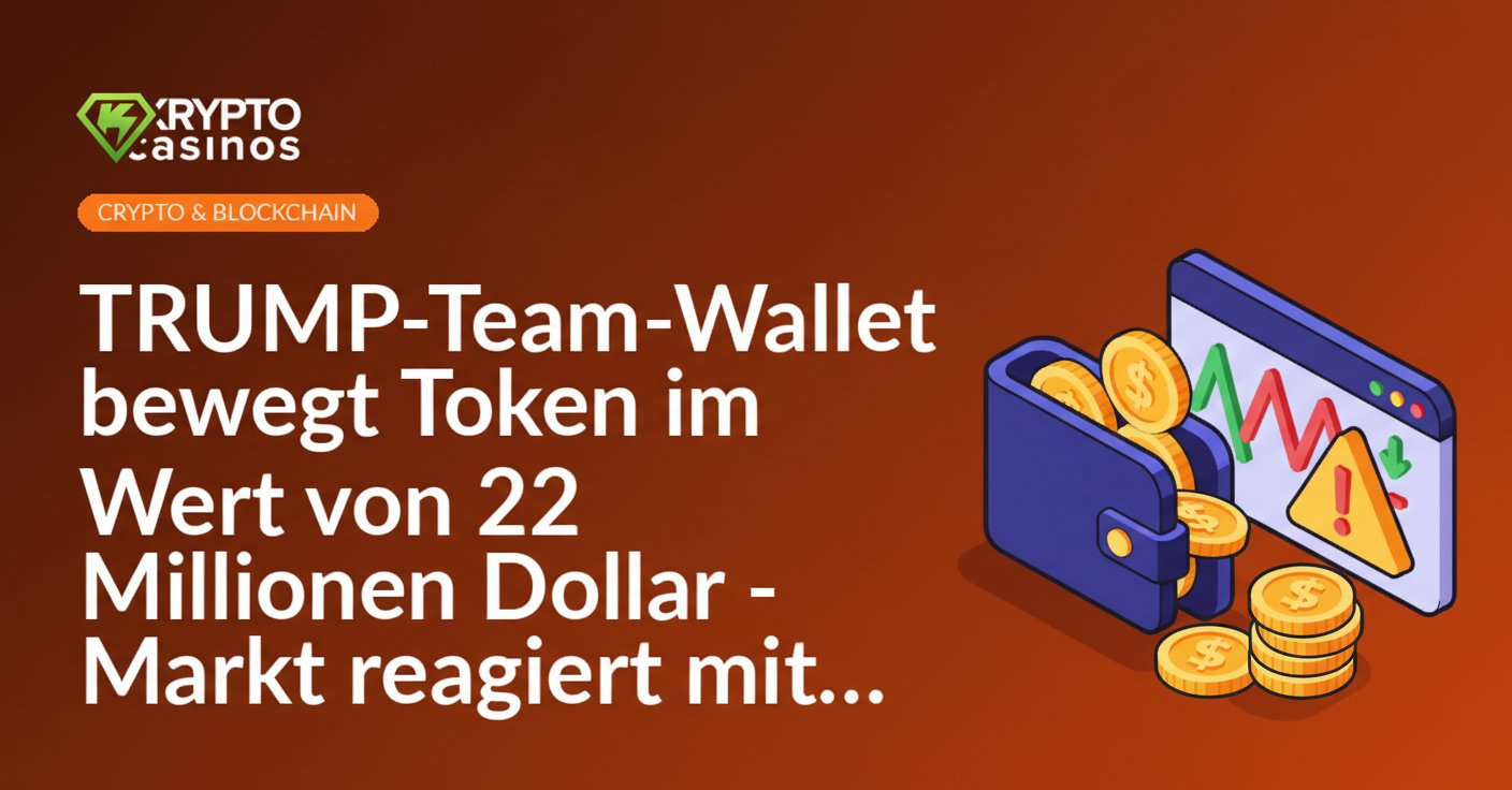 Digitales Portemonnaie neben Stapel goldener Münzen vor Bildschirm mit Marktdaten und Warnsymbol in Rot.