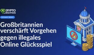 Regierungsgebäude mit Schild, Computerbildschirm mit Sperrsymbol, Stapel Pfundmünzen vor neutralem Hintergrund