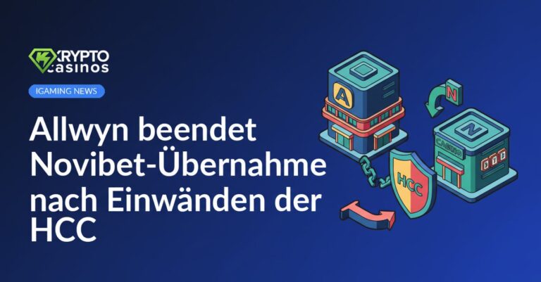 Zwei Hände, die Puzzleteile mit Logos von Allwyn und Novibet zusammensetzen, vor einem dunklen Hintergrund.