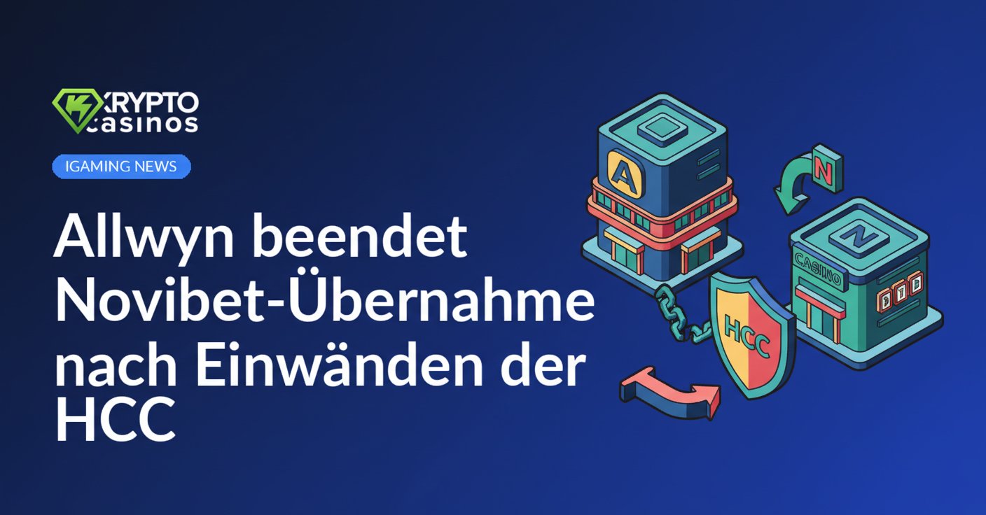 Zwei Hände, die Puzzleteile mit Logos von Allwyn und Novibet zusammensetzen, vor einem dunklen Hintergrund.