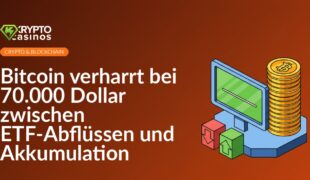 Digitale Preisanzeige mit flacher Liniengrafik, Stapel goldener Münzen auf Plattform, geteiltes Diagramm mit Auf- und Abwärtspfeilen